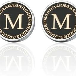 Cufflinks for Men Boys Cuff links Formal Stainless Steel Cufflink For Men Alphabet Letters M Birthday Gift Anniversary Husband Cuff Links Cufflinks Set Mens Boys Man Boy Valentine Gifts -A13-image-85