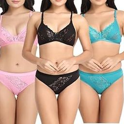 Cotton Bra and Panty Set for Women - Sexy Lingerie Innerwear Set Multicolor-9