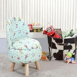 ShadowKart Engineered Wood Ottoman Kids Pouffe Stool for Baby - Study and Dining Chair for Feeding, Playing, Bedroom - 14x14x26 Inch, Blue-image-63