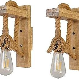 Improvhome E27 Holder Base Traditional Mounted Vintage Natural Rustic Rope Jute Type Hanging Pendant Ceiling Light Lamp Scones for Home Decoration (Pack of 2, Bulb Not Included)-0