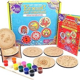 Asian Hobby Crafts DIY Ethnic Coaster Painting Kit – 6 Pre-Marked Coasters, Paint & Brush | Warli, Madhubani, Gond, Indian Folk Art Kit for Kids & Adults (4-12) | Birthday Return Gift Craft Set-picture-10