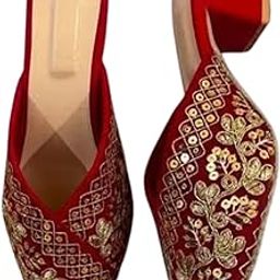 Women's Anti-Slip PVC Sole Bantu Heels in Faux Leather Ideal for Ethnic and Festive Wear-picture-54