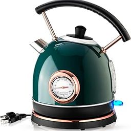 Pukomc 1800ml Electric Water Kettle with Thermometer, Hot Water Boiler & Tea Heater with Curved Handle, Visible Water Level Line, Auto Shut-Off&Boil-Dry Protection,Green-16