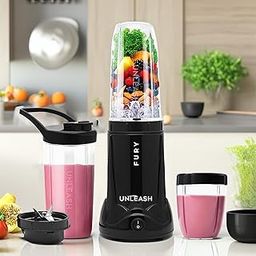 Unleash Fury Nutri Blender Juicer Mixer Grinder | 500W Powerful Motor | 3 Unbreakable Jars | High-Speed Blending & Grinding | Portable Smoothie & Shake Maker (BLACK, 3 JARS)-image-6