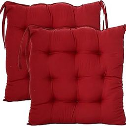 Kuber Industries Microfiber Square Chair Pad Seat Cushion for Car Pad, Office Chair, Indoor/Outdoor, Dining Living Room, Kitchen with Ties-Pack of 2, 18 * 18 Inch (Maroon)-36