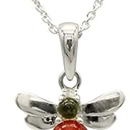 Honey Bee shape Pendant for child & younger Gamestone Carnelian Pendant Silver Necklace-image-13