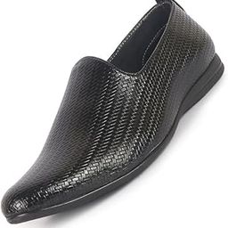 Men's Textured Ethnic Round Toe Juttis and Mojaris for Wedding|Festive Slip-On for Kurtas|Traditional Sherwani Shoes-picture-11
