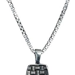 SilverQuirks Midnight Weave Pendant for Men | Stylish Silver-Toned Weave Pendant | Rugged & Masculine Jewelry Gift-image-11