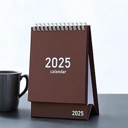 2025 Desk Calendar Mini Monthly Calendar 13 Months Standing Flip Calendar for Home Office Black (Chocolate Brown)-picture-20