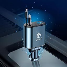 ADREENL 100W Retractable Car Charger - 4 in 1 Super Fast Charging Adapter, Car Phone Charger with Retractable Cables (31.5 Inch), Dual USB Ports for iPhone 15/14/13/12 Pro Max Xr, iPad, Pixel and More-13