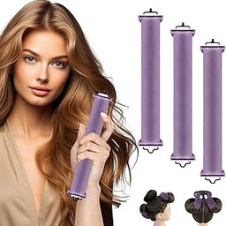 Spoken Heatless Hair Curler (3 Sets), Flexible Curling Rod with Hook, Satin Rollers for All Hair Types, No Heat Curls to Sleep for Curl Rods, Heatless Curls for Blowout Hair (Purple)-image-30