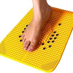 EVOVIBE FITNESS Acupressure Mat for Feet, Magnetic Pyramidal Therapy Power, Pain Relief & Energy Boost, Massage Roller, Acupressure Kit, & Massager for Blood Circulation (30 x 30 x 7 cm) Yellow-image-92