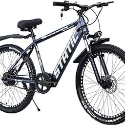 Neelam Static Unisex Electric Bicycle 26T High Tensile Steel Frame|Disk Brake|INBUILT Battery 36V-250W|7.8AH|Supension Fork | Battery Indication Display| 30KM Range Color-Black/Grey-11