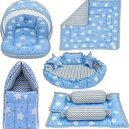 Infantbond New Born Baby Bedding Mosquito Net | Nest | Carry Bed | Carry Bag | Blanket (0-6 Months) (Blue Cloud)-30