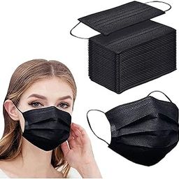 DYNAMO Non Woven Fabric Disposable Surgical Mask with Nose Clip (Black, Without Valve, Pack of 25) for Unisex-94
