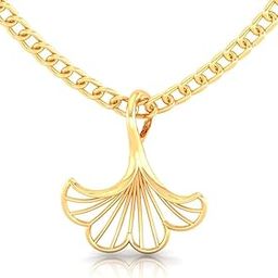 14K Gold Pendant (without chain) With Ginkgo Leaf Design For Women - 0.15 Gram-image-15