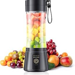 Cordless Portable Personal Size Blender - USB Rechargeable Blender for Smoothies and Shakes, 6 Blades with 380Ml BPA Free Juice Cup, Freshly Squeezed for Picnic/Sprots-14