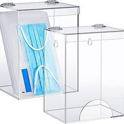Kathfly 2 Pcs Acrylic Dispenser for Hairnet, Emesis Bags, Clear Acrylic Holder Wall Mount Glove Box Holder for Beard Nets and Covers, Earplugs, Shoe Covers, Safety Glasses and Goggles-12