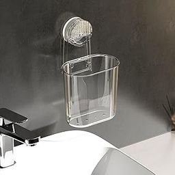 NEVADRILL Wall-Mounted Toothbrush Holder for Bathroom with Easy Lever Lock Vacuum Suction Hook | Multipurpose PET Organizer for Toothbrush, Toothpaste, Kitchen & Bathroom Essentials [ND-13812]-image-50
