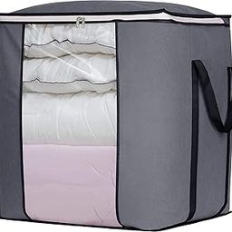 DOUBLE R BAGS Large Foldable Storage Bag Organizer Clothes Storage Container for Blanket Comforter Saree Toys Clothing Bedding with Durable Handles Grey (1, Non-woven, Rectangular)-2