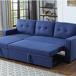 Caradel Siena L Shape Sofa Cuma Bed with Storage | Folding Sofa Cum Bed for Living Room | L Shape 4 Seater Sofa for Guest Room Festival Wedding Gift (Blue, LHS)-image-27