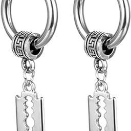 Men Razor Blade Dangle Huggie Punk Titanium Steel Silver Piercing Jewelry Silver Stainless Steel Earrings For Men And Women SEr202245-image-91