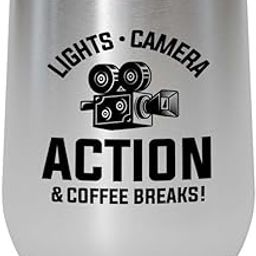 Filmmaker Silver Edition Wine Tumbler 12oz - Lights camera action - Filmmaker Gifts Camera Lens Cut Prop Director Movie Film Scriptwriter-image-98