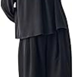 Black Formal [Mourning Clothes] Made in Japan Fabric Washable Wrinkle Resistant Raglan Sleeve Design Blouse + Wide Pants Setup | Large Size Available [Neina]-image-50