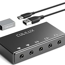 Cubilux CB5 USB Audio Interface for Recording, Streaming, Podcasting, USB to 3.5mm Sound Card with Stereo Microphone Input, Line-In, Line-Out & Headphone Jack for Monitors, Support Windows & Mac OS-image-2