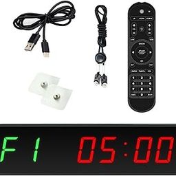 Interval Timer Clock Countdown LED Gym Timer Clock for Outdoor Training Home Green | 1 Timer 1 Remote Control 1 European Power Cord 1 Lanyard 2 Adhesive Hooks-26