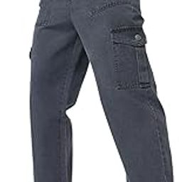Men's Loose Baggy Fit Cargo Jeans with 6 Pockets Non-Stretchable-image-25
