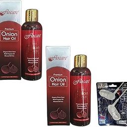 FLOCARES ONION hair growth 100ML MEN WOMAN pack of 2 free ear phone-image-97