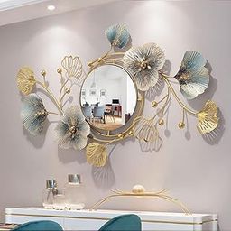 Trendclock Metal Decorative HD Clear Image Wall Mount Round Wall Mirror with Hook for Hanging on Wall for Bedroom, Home Decor, wash Basin, Vanity Bathroom (Mirror Size -9 Inch)-52