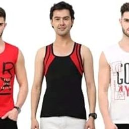 Mens Cotton Designed Color Sleeveless Vest,Pack of 3-image-9