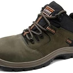 Woodland Armour Crazy Horse Leather Safety Shoes for Men | Oil Resistant, Anti-Slip Grip | Lightweight, Antistatic PU Double Density with Composite Toe | Olive Color | Size 6-picture-50