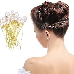 TEMPERIA Pearl Hair Accessories for Women & Girls - Stylish Decoration Pearls Hair Clip U Pins for Bride Hairstyle - For Wedding/Parties (12pcs)-image-93