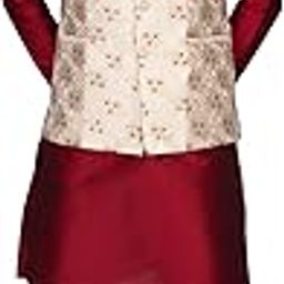 Men's Silk Blend Kurta Churidar Pyjama with Ethnic Bundi Jacket Set-image-32