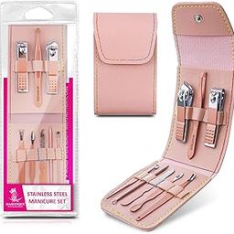 Majestique Essentials Manicure Set | Nail Clipper | Diagonal Nails Cutter | Cuticle Pusher | Tweezer | Acne Needle | Ear Pick | Nail Filler | Dead Skin Pusher With Case - 8Pcs/Multicolor-image-99