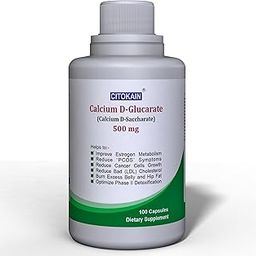 Citokain, Calcium D-Glucarate (Calcium D-Saccharate) 500 mg | Estrogen Balance, PCOS, Phase II Detoxification | 100 Capsules-image-1