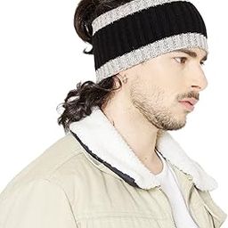 Black-Grey Soft Mix Yarn Knitted Ski Warm Woolen Headband for Men and Women-picture-13