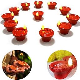 12 Pcs Water Sensor Diya Lights Electric Flameless & Smokeless LED Diyas | Eco-Friendly Led Diyas Candle Warm Ambient Lights for Home Decor, Diwali Festivals Decoration,Christmas,New Year(12)-11