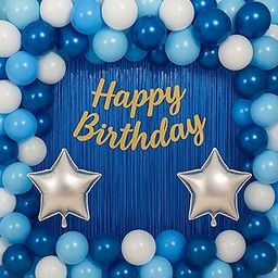 VAMEXA Birthday Decoration Kit 51 Pcs Set Blue & White Balloons with Happy Birthday Banner for Husband, Wife,Boys,Girls,kids Party Room Decoration.-image-22