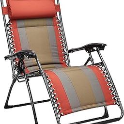 Amazon Basics Outdoor Padded Adjustable Zero Gravity Folding Reclining Lounge Chair with Pillow (Red)-image-28