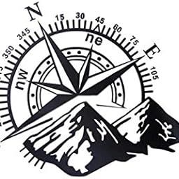 ISEE 360 Self-Adhesive Compass Stickers for Car Exterior Door Sides Hood Bumper Bonnet Vinyl Die Cut Decal L X H 25 x 22 Cms-23