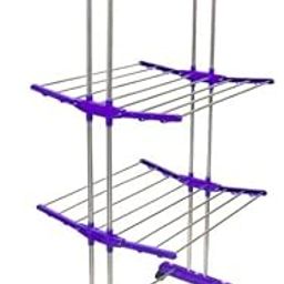 UNIZONE 3-Tier Jumbo Cloth Drying Stand – Foldable Heavy-Duty Stainless Steel Laundry Rack with Cross Support | Lightweight Double Rack for Balcony, Indoor & Outdoor Use-image-60