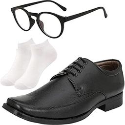 Stylish l Men Black Lace Formal Shoes with White Socks & Selfi Black Frame-image-74
