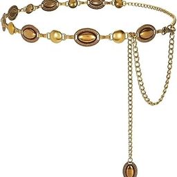 Belts for Women and Girls Stylish Kamarbandh Kamar Chain Waist Belt for Dresses Jeans Saree (16764wb)(Golden)-image-20