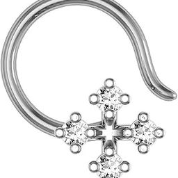 18k (750) White Gold and Diamond Nose Ring-image-54