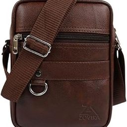 Men's Leather Sling Bag, 23x18x8 cm, Adjustable Strap, Multi-Compartment Crossbody Messenger Bag for Travel and College-image-29