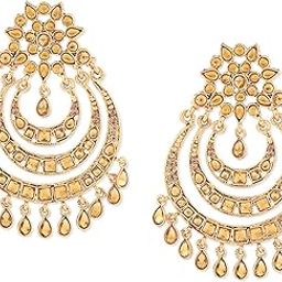 Antique Gold Tone Muti Layer Chandbali Earring For Women-ZPFK6996-9